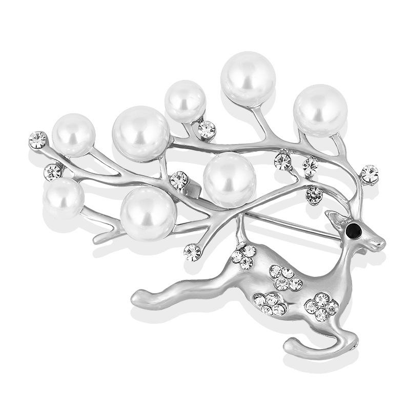 Lanhao Hot-Selling Pearl Swan Rhinestone Flower Brooch - Japanese & Korean Fashion Accessories for Women