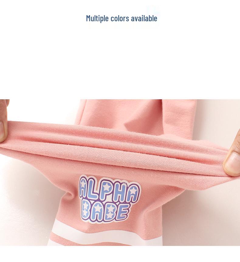 Korean Style Girls' Printed Leggings - Shark Print Tight Pants for Spring & Autumn