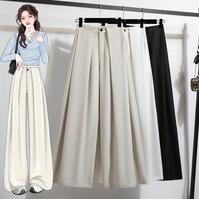 Women's Wide Leg Lounge Pants Plus Size Elastic High Waist Trousers Casual Flared Culottes