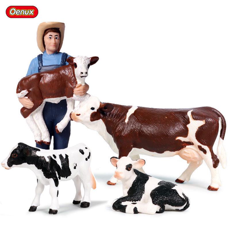 Plastic Farm Figures: Farmer, Woman, Ranch Worker, Police