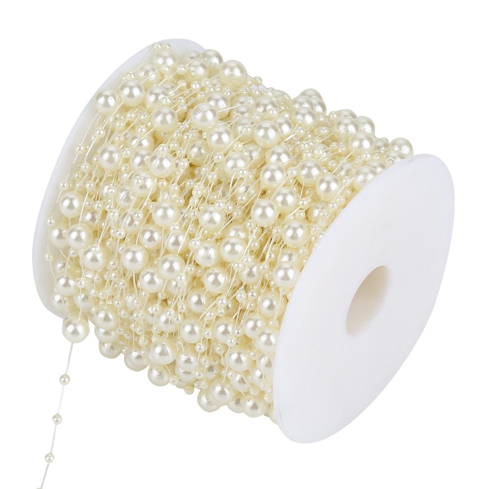 60mCelsiusroll Grinding Pearl Wire Beads Garland String Wedding Decoration 3mm+8mm(white)