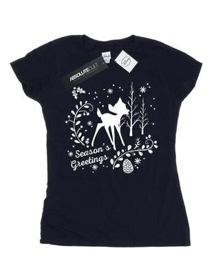 Womens/Ladies Bambi Christmas Greetings Cotton T-Shirt