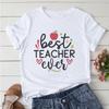 Battery Life of Teacher Print T Shirt Women Summer Tees Casual for Lady Short Sleeve Y2k Tops Harajuku 90s Tee Female Funny Gift