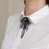 Fashion Black Lace Ribbon Bow Tie Pearl Pendant Brooch Women Shirt Collar Clothes Necktie Decoration Accessories