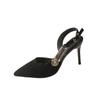 Fashion Baotou Sandals Women's Spring New Pointed Head Shallow Mouth Metal Buckle After Empty Stiletto Heels
