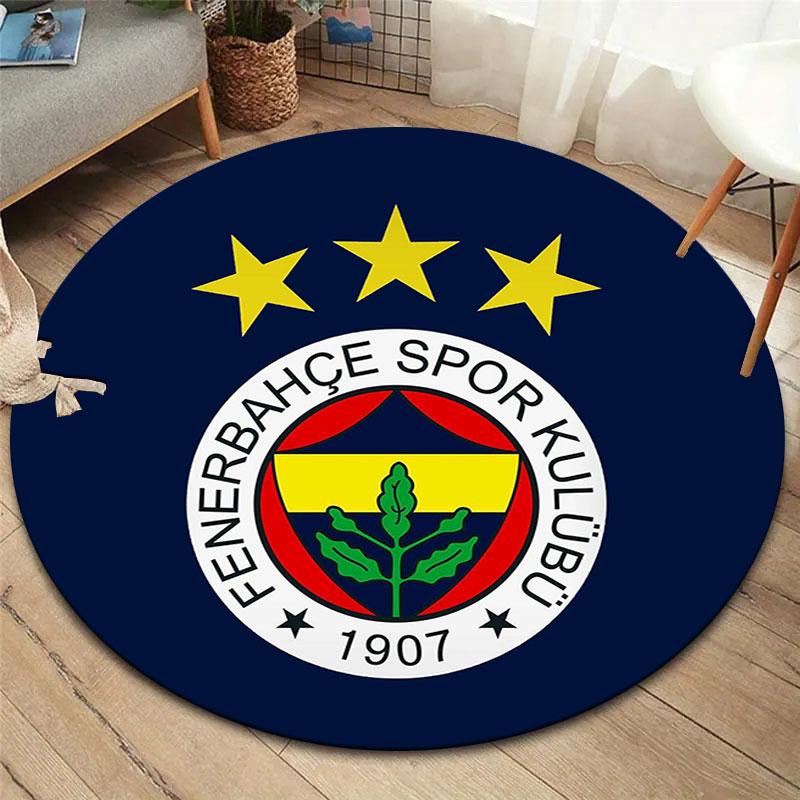 Fenerbahçe Sports Club Round Area Rug,Carpet Rug for Living Room Bedroom Sofa Playroom Decor,Non-slip Floor Mat