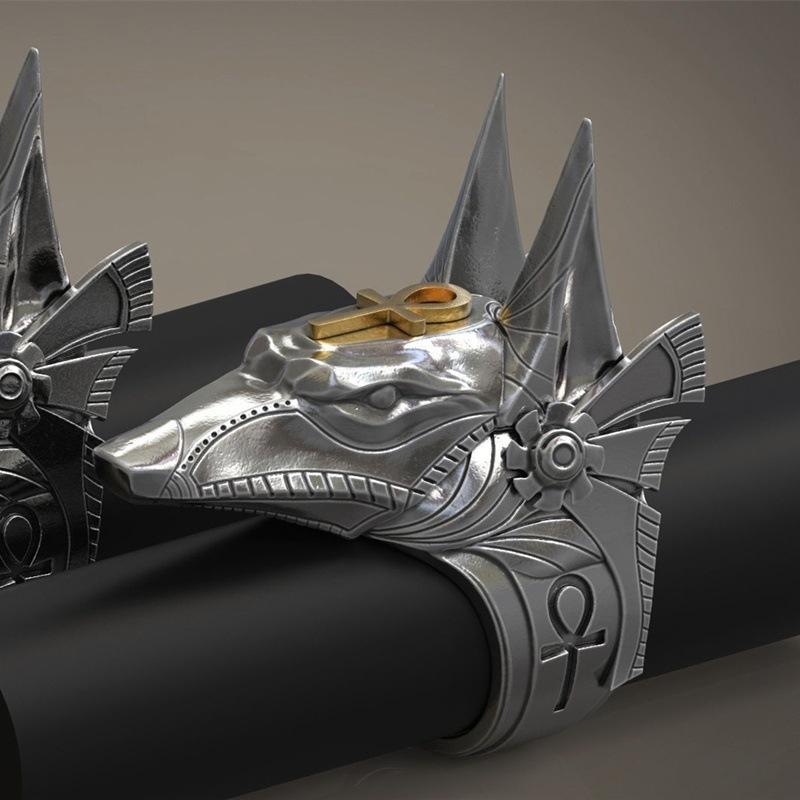 Egyptský kříž Bůh Prsteny Muži Ženy Punk Wolf Head Knuckle Rings Šperky
