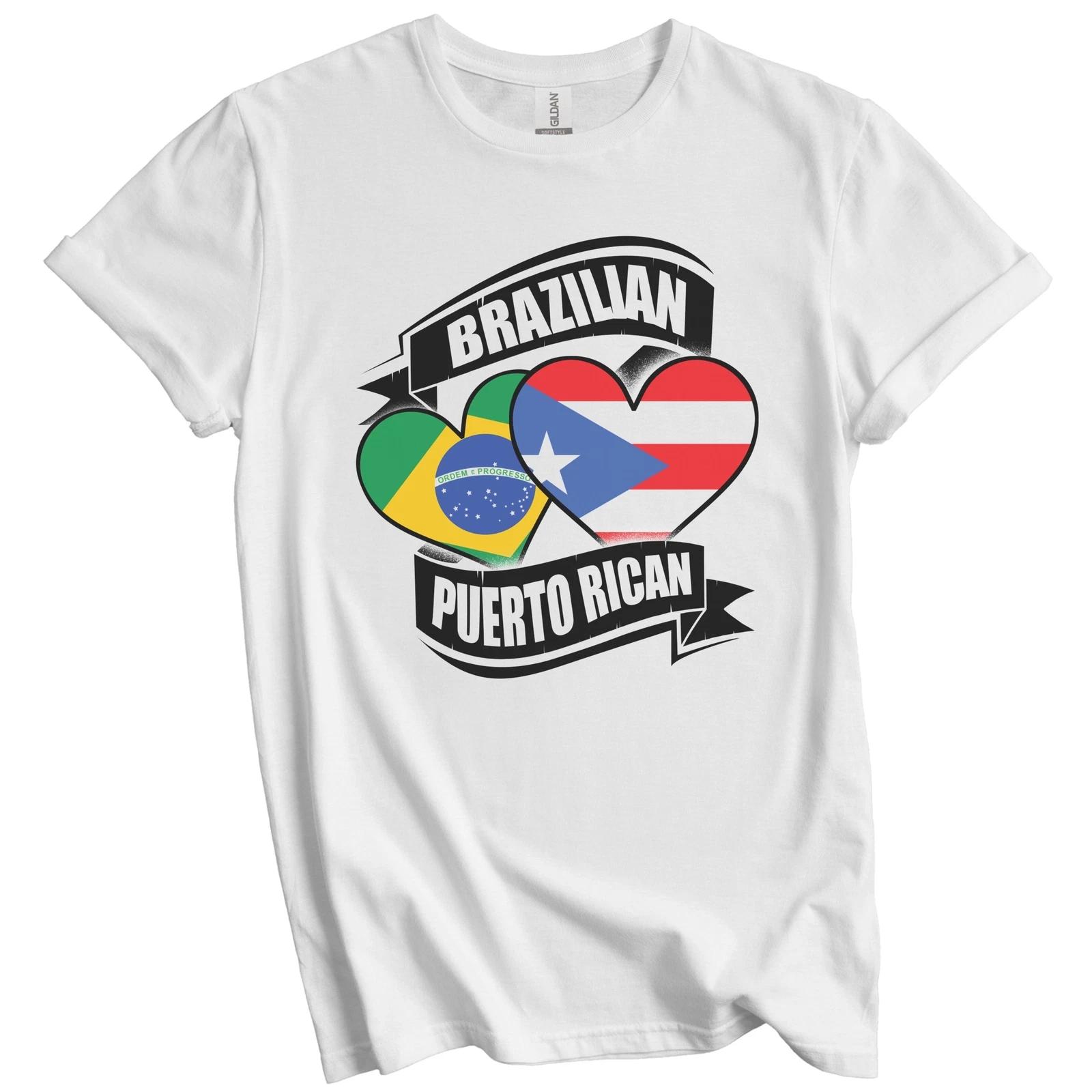 Brazilian Puerto Rican Hearts Brazil Puerto Rico Flags T-Shirt S