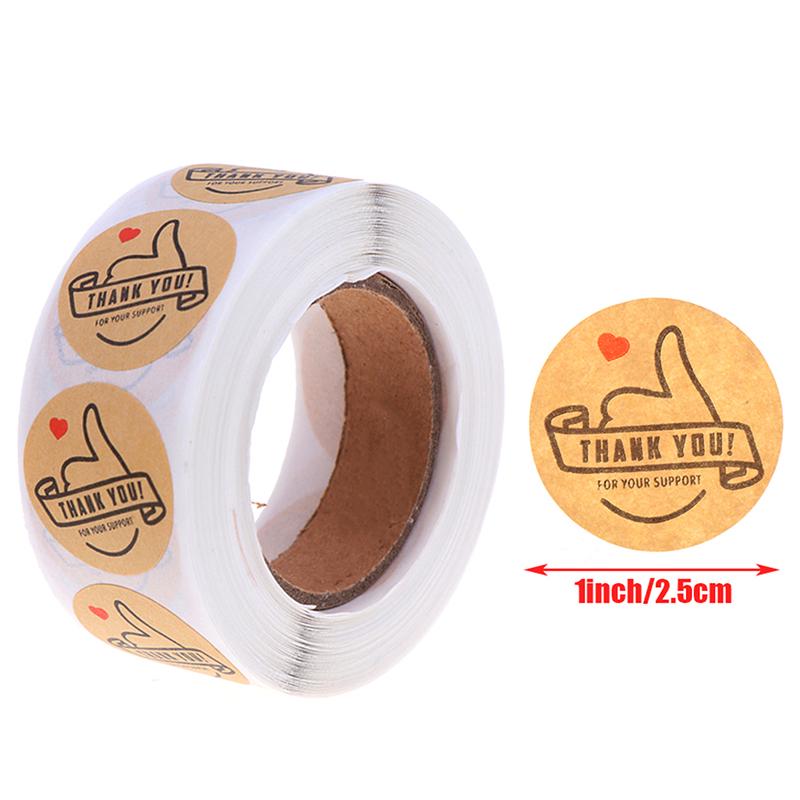500 Etiketten/Rolle Rundes Naturkraftpapier Danke Aufkleber Siegel Etiketten Aufkleber