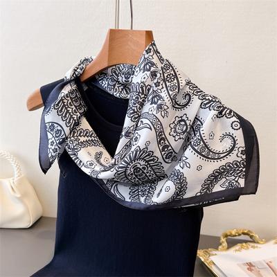 2026 New Paisley Printed Square Scarf For Women Stylish Soft Satin Scarves Bandanas Luxury Hijab Neckerchief Elegant Shawl Wraps