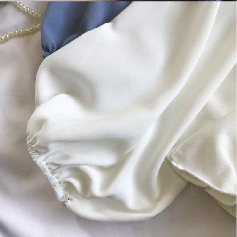 Women's Ruffled Chiffon Shirt Short Top Sexy Off-the-shoulder Off-the-shoulder Long Sleeve Waist Shirt Women Blouse Lantern Sleeve