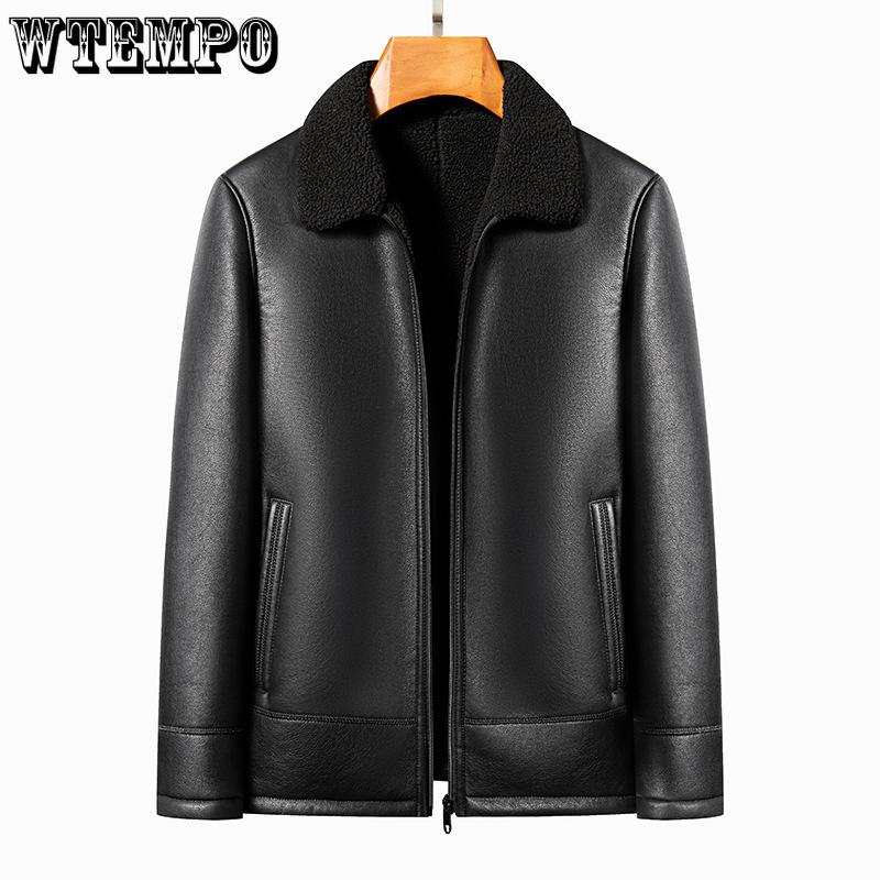 Men's Coat Leather Jacket Fur Integrated Warm Short Casual Leather Lapel Winter Thickening Leisure Jacket