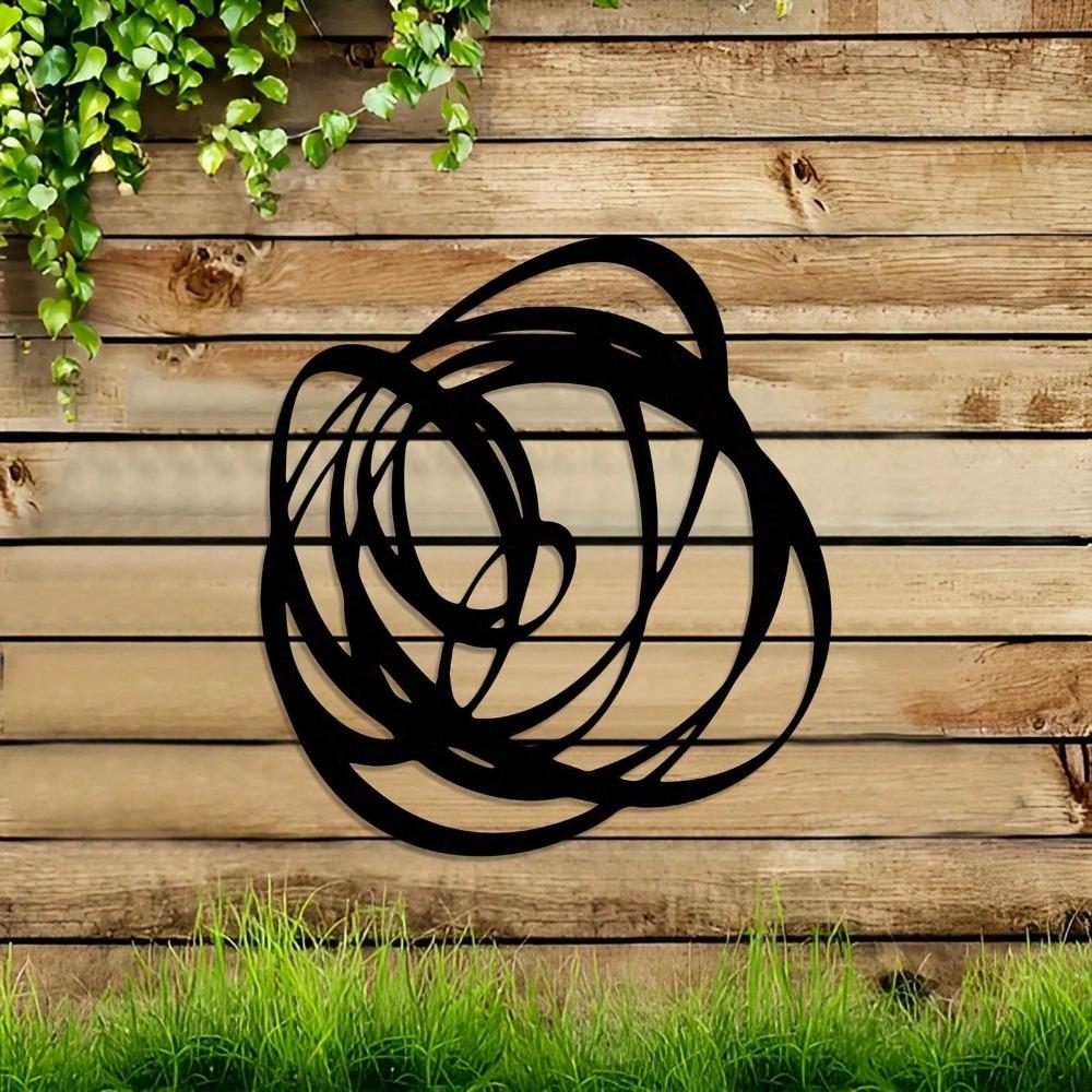 Metal Wall Art Sculpture Black Modern Circular Design Indoor Outdoor Decor