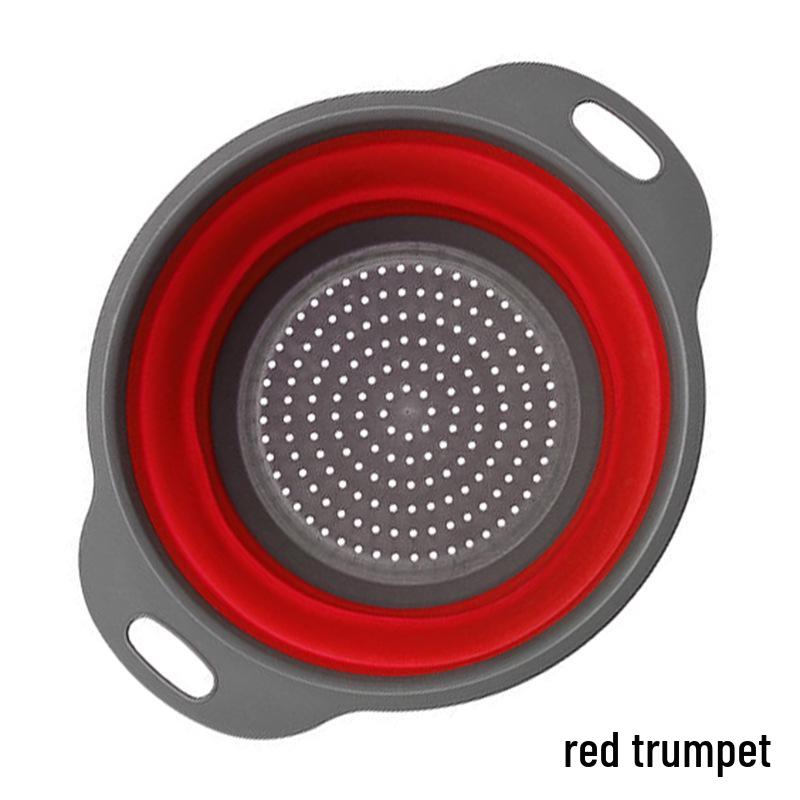 Folding Telescopic Colander: Round Vegetable & Fruit Washing Basket with Drying Rack