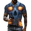 Mens Halloween Printed Vintage Texture Short Sleeve Polo Shirt Loose Breathable Summer Sports Streetwear Casual Top