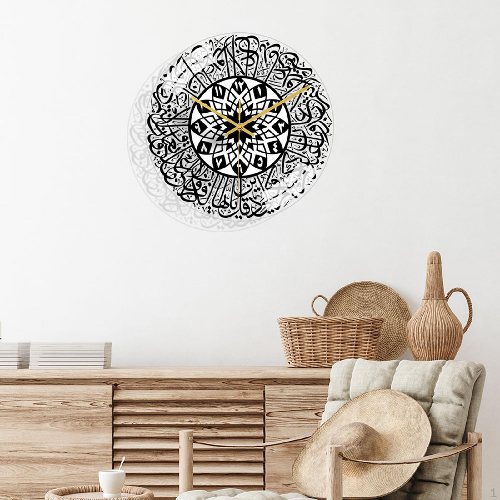 

Настенные часы Каллиграфия Декоративные 11,8 дюйма Декор Круглые Современные Бесшумные Исламские Рамадан Style A