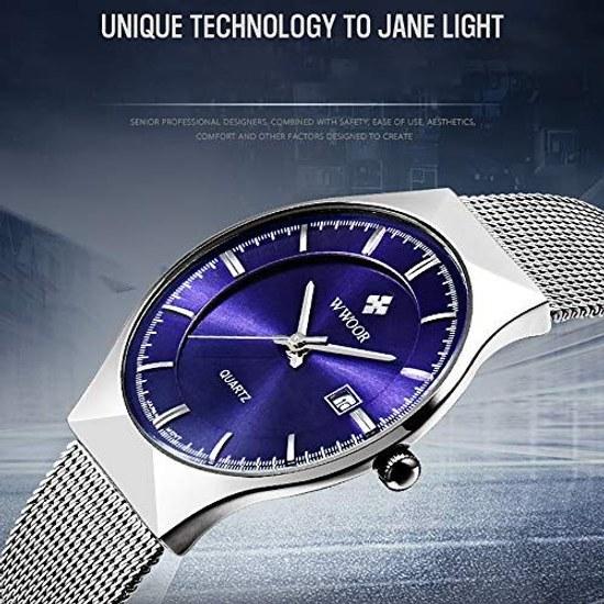 YGB Mens Wristwatch Stainless Steel Mesh Belt Casual Luxury Quartz Watch Ultra-thin Simple Waterproof Fashion White