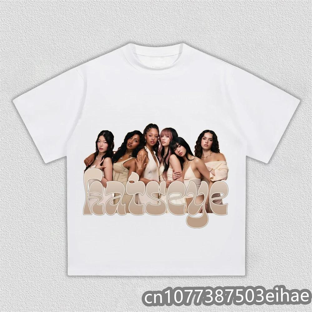Unisexs Y2K Korean Style Gothic Katseye Print Graphic TShirt Crew Neck Short Sleeve Casual Top for Kids