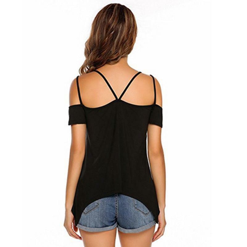 Elegant Womens Off Shoulder V Neck Chiffon T-shirt With Classic Timeless Appeal