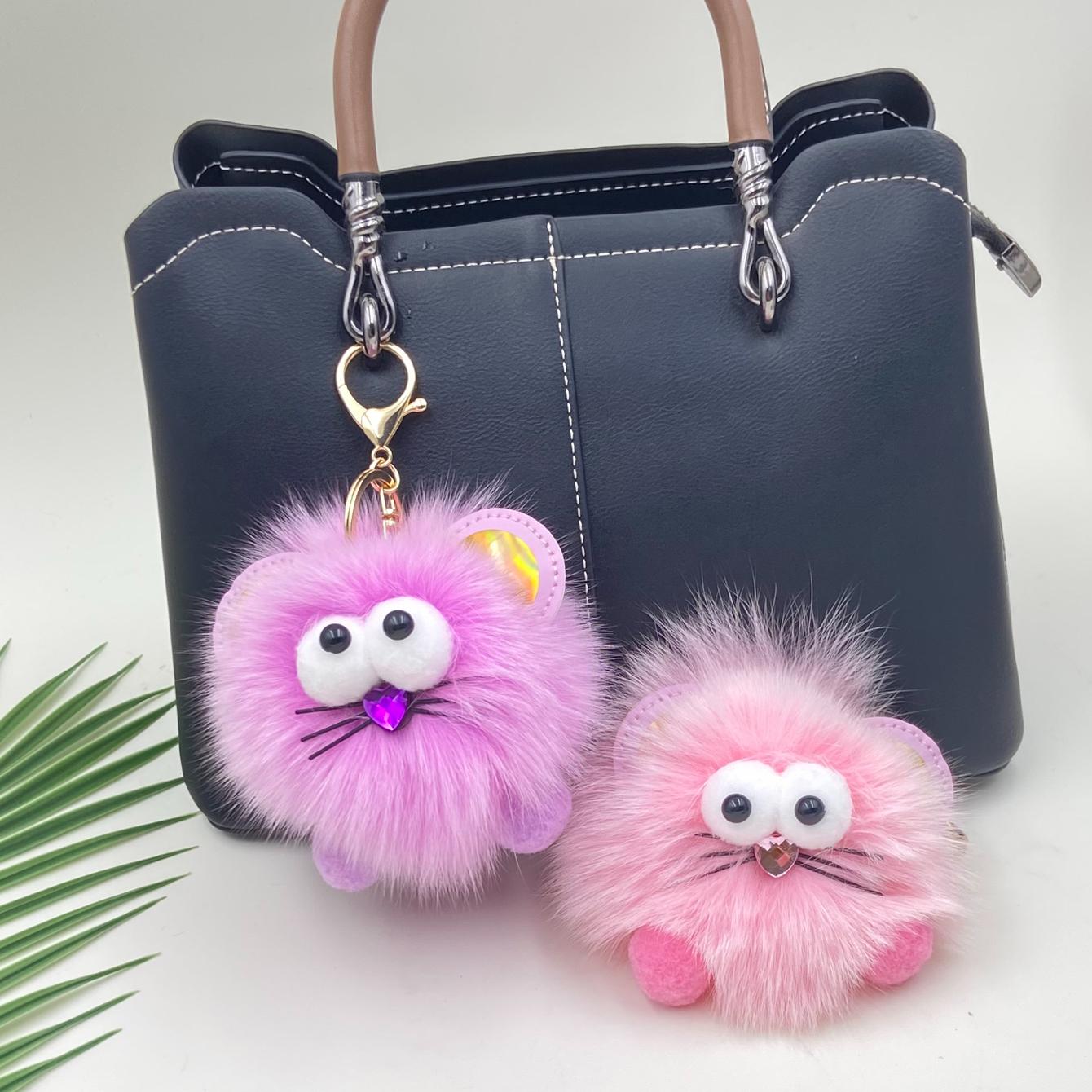 1 шт. новый пушистый помпон мяч сумка автомобиль кулон брелок для ключей милый подарок — фото 10