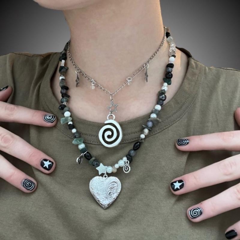 Mode Vortex Stern Anhänger Halskette Einfache Y2K Choker Halskette Süße Coole Schlüsselbeinkette Sommer Schmuck