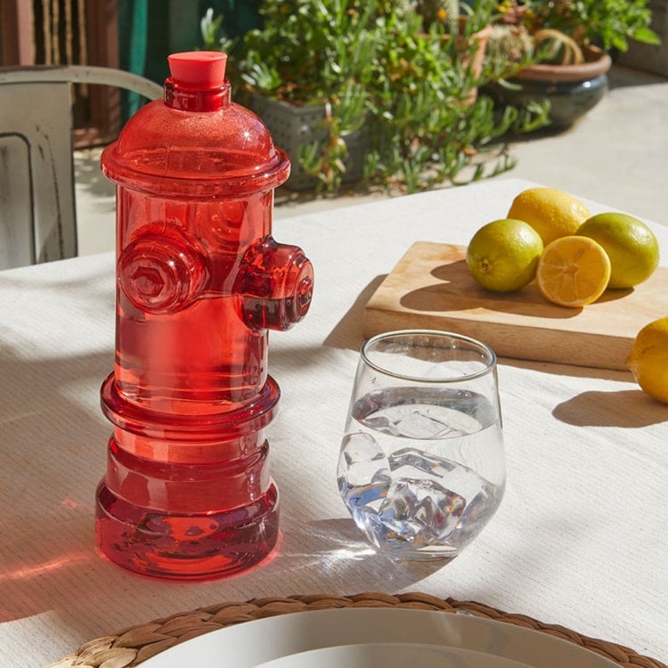 Szklana butelka na wodę napoje hydrant czerwony dla strażaka śmieszna 1,2 l