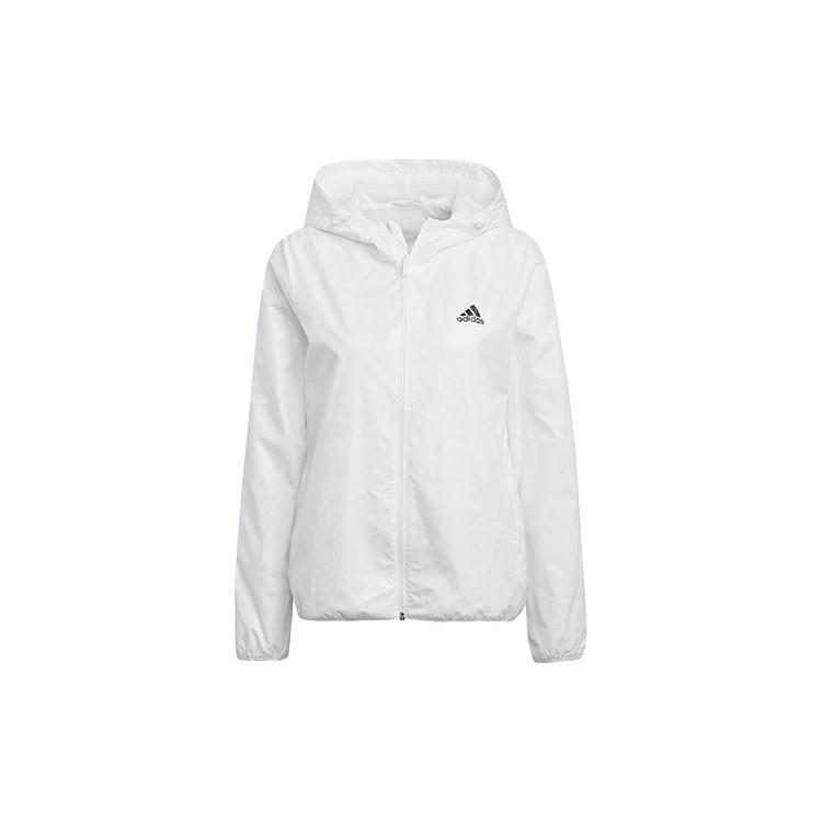 (WMNS) adidas Logo Solid Color Woven Zipper Hooded Jacket Autumn White Women s GQ0615 S