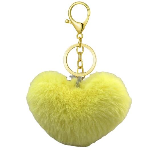 Breloc Inimă Pufoasă Breloc cu Pandantiv Blană Artificială de Iepure Pandantiv pentru Geantă Decorare Chei Mașină Accesoriu Etichetă Bagaj