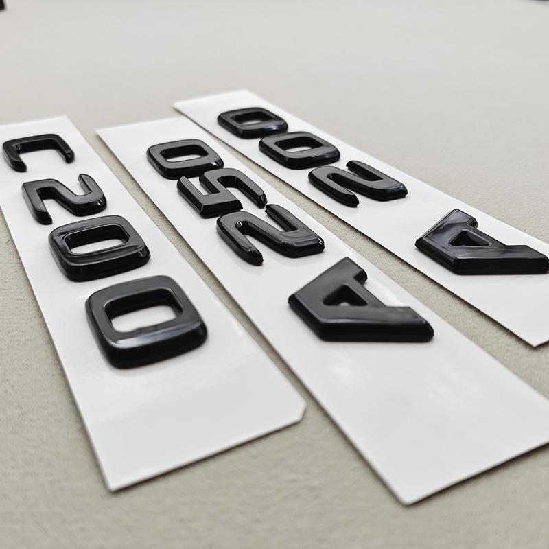 3D ABS Black A180 A200 A250 C180 C200 Logo Letters Car Rear Trunk Badge Sticker For Mercedes Benz W177 W176 V177 W206 W204 S205