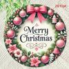 Vintage 8x8 Inch Christmas Wreath Tin Sign, Pink Retro Floral Metal Wall Art Decor for Home Bar Cafe