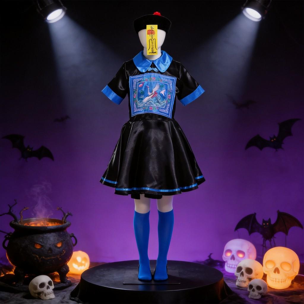 Chinese Dynasty Style Zombie Costume Set With Hat And Belt For Themed Events And Halloween
