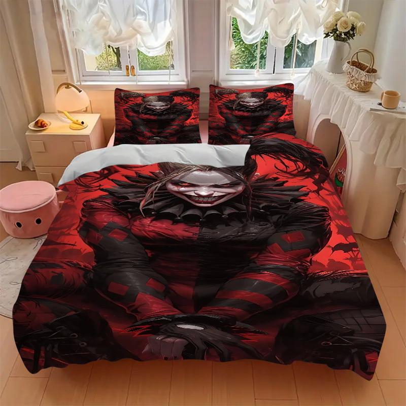 3pcs Harley Quinn Joker Bedding Set, Soft Polyester Duvet Cover and Pillowcases Machine Washable Seasons all suitable & Guest Room Decor231