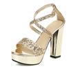 Mode Sexy Gold Silber Kreuzriemen Kristall High Heels Sandalen Damen Bling Glitzer Hochzeit Brautparty Plateauabsatz Schuhe Sommer