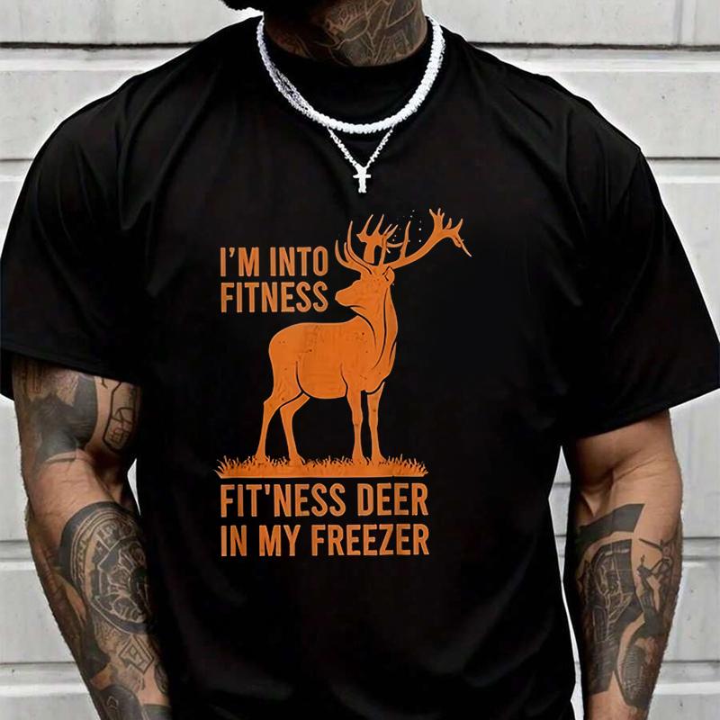 Funny Deer In My Freezer Gym Motorcycle T-Shirt Men Hip Hop Streetwear Unisex Casual Short Slee