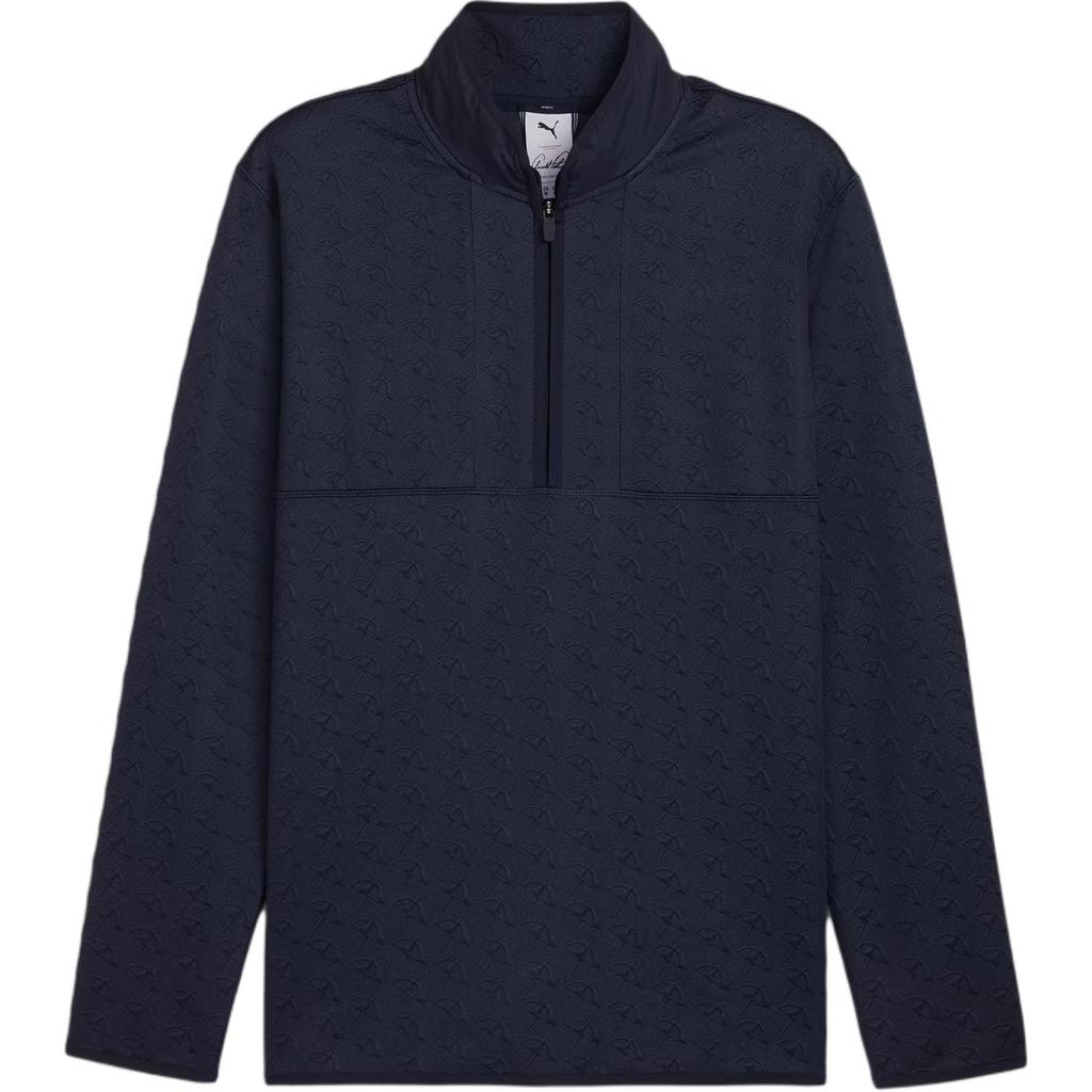 Puma Arnold Palmer Collaboration FW24 Brand Logo Stand Collar 1/4 Zip Long Sleeve Sweatshirt Men sweatshirt Deep-Navy 628413-01