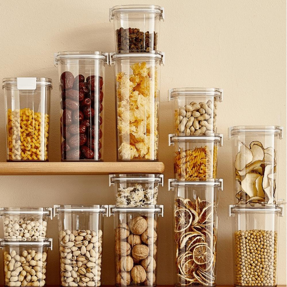 Plastic Vacuum Food Tank Freshness Preservation Transparent Airtight Container Moisture-Proof Sealed Canister Kitchen Gadgets