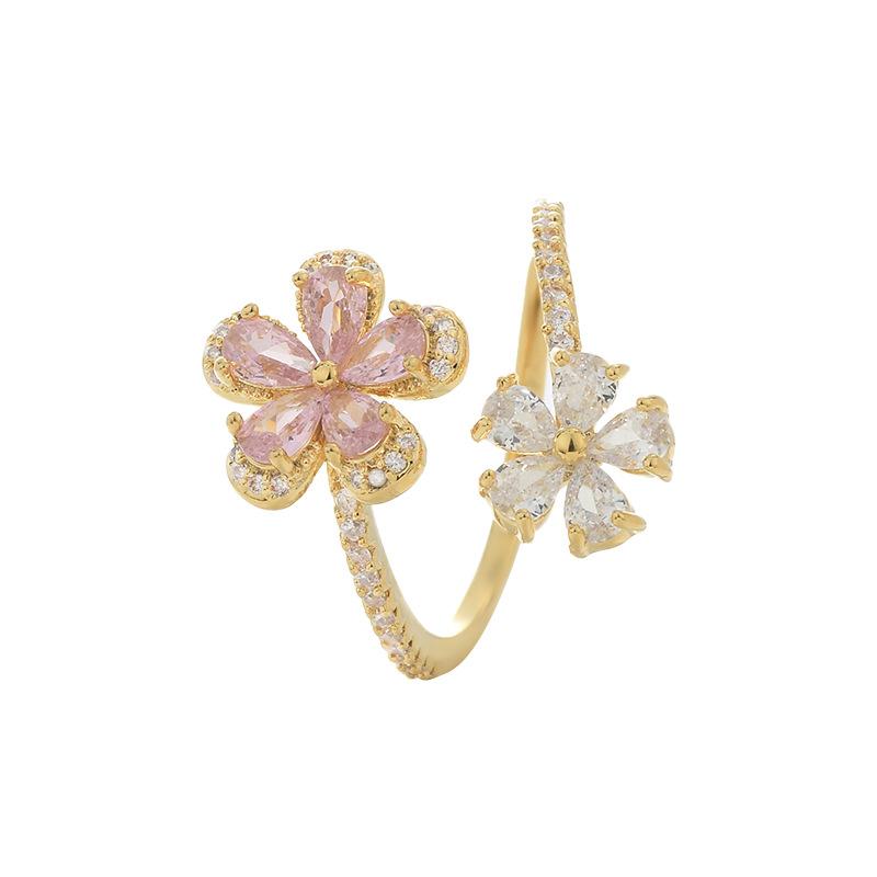 Adjustable Women's Ring Flower Index Ring Fashion Personality Simple Clean Ins Style Summer Beach Vacation Jewelry Finger Ring Wedding Party Jewelry