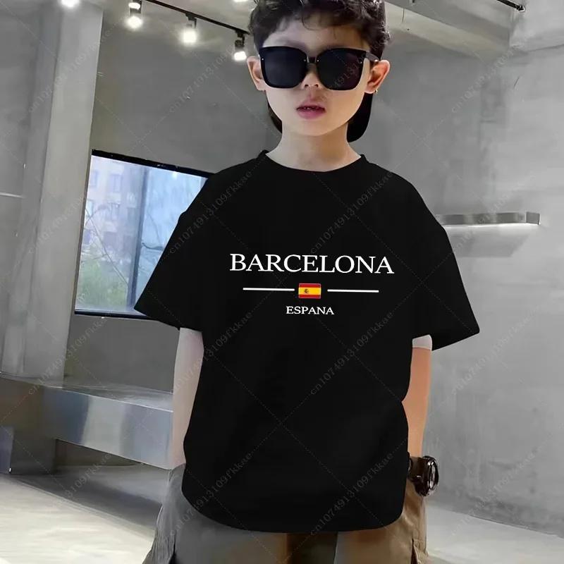 Children's Summer Milan Letter Printed T-shirt for Boys' Short Sleeves Luxury T-shirt for Children's Clothing Loose Cotton Soft Girl's Top