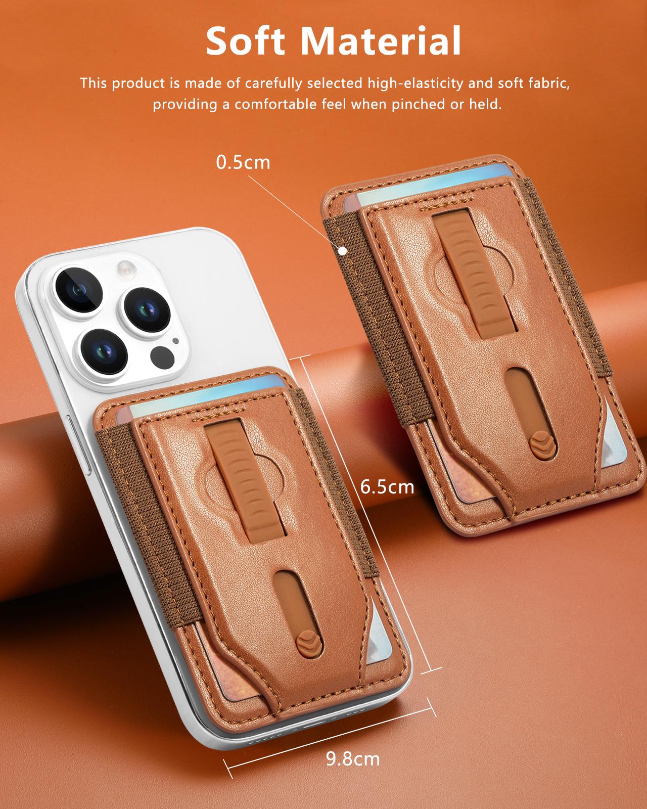 

iPhone 17 Magsafe Magnetic Silicone Case with Card Holder & Anti-drop Wrist Strap Single Card Holder Price коричневий