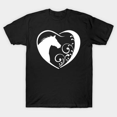 Camiseta para hombre con estampado negro Super Grande Camiseta i-heart-horse Estampado con papel transfer sin corte Camiseta de algodón
