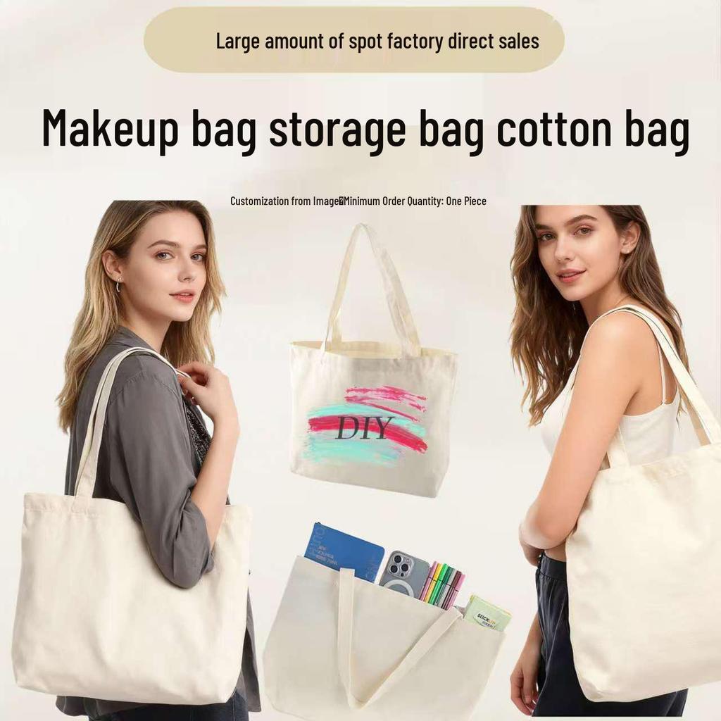 Saf Pamuklu Kanvas Bez Çanta - Alışveriş, Reklam, Kendin Yap ve Boyama İçin Boş El Çantası