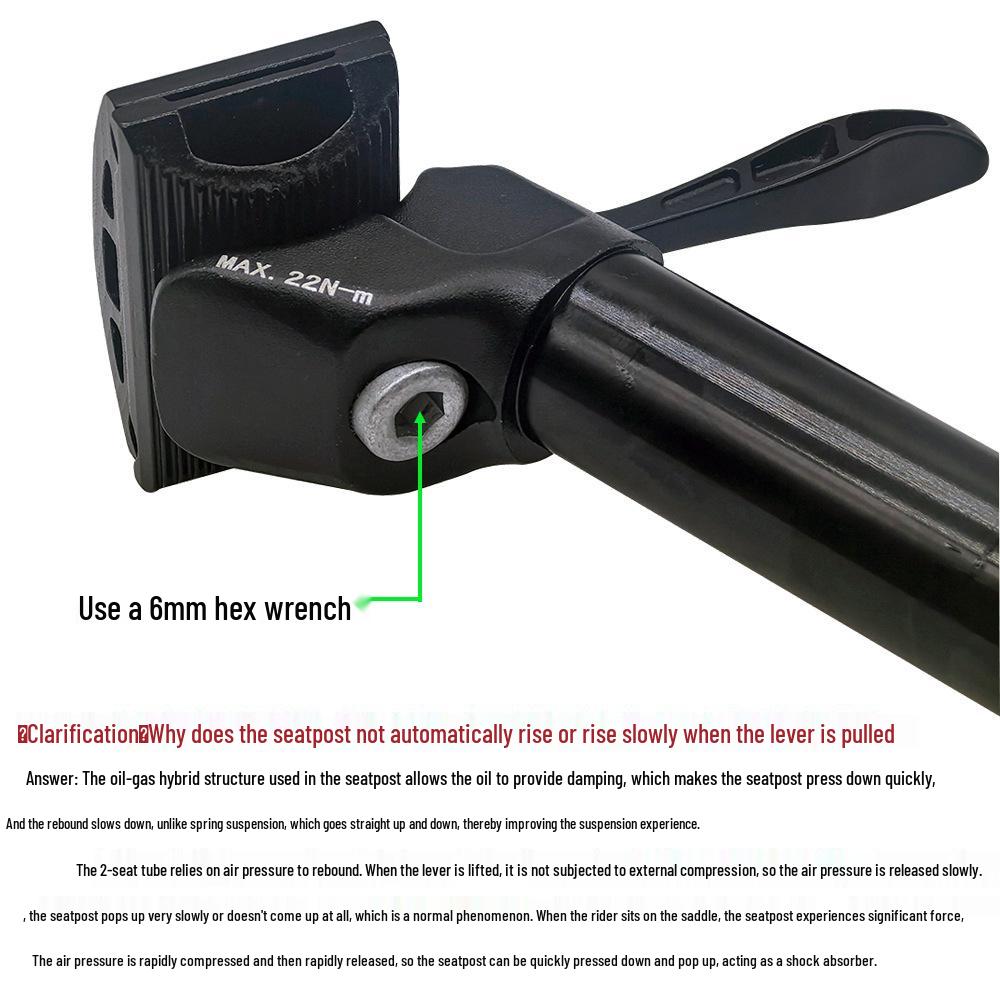 Hydraulic Shock-Absorbing Seatpost for Mountain Bikes - Multiple Sizes Available