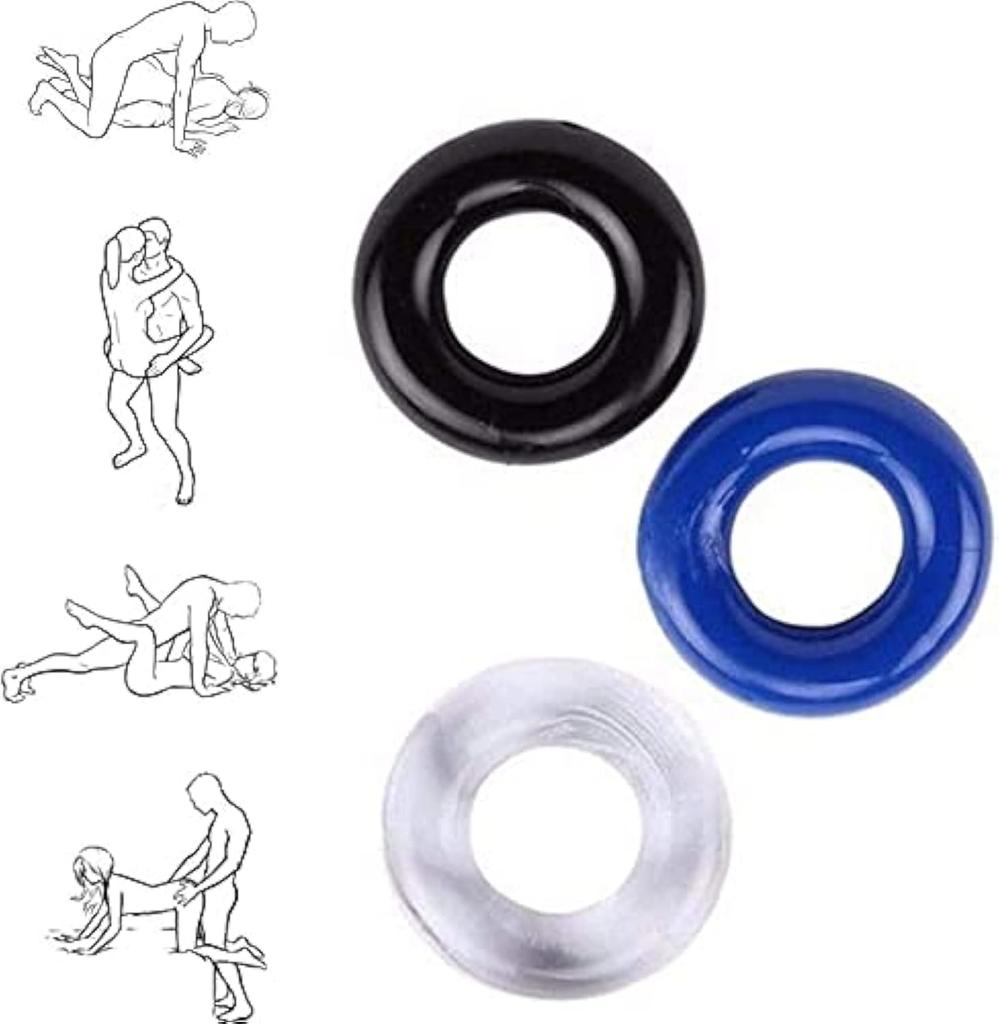 Silicone Cock Penis Rings with Enlargers Erection Enhancing Ultra Soft Long Lasting Stronger Adult Sex Toys for Men Couples