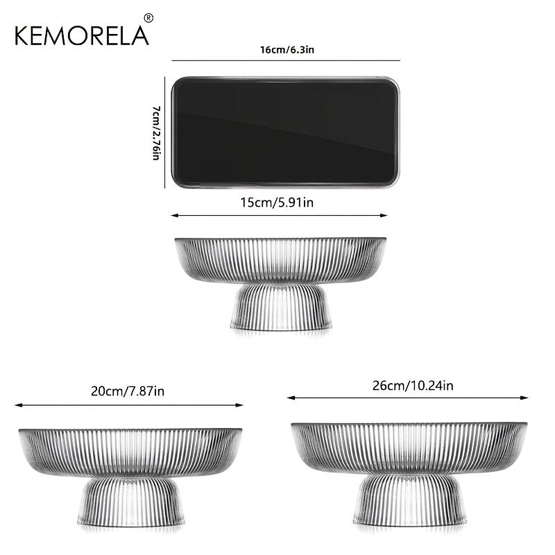 KEMORELA Hammered Glass Fruit Bowl Large Capacity Vertical Stripe Design for Restaurants Cakes And Snacks Elegant Serving Bowl