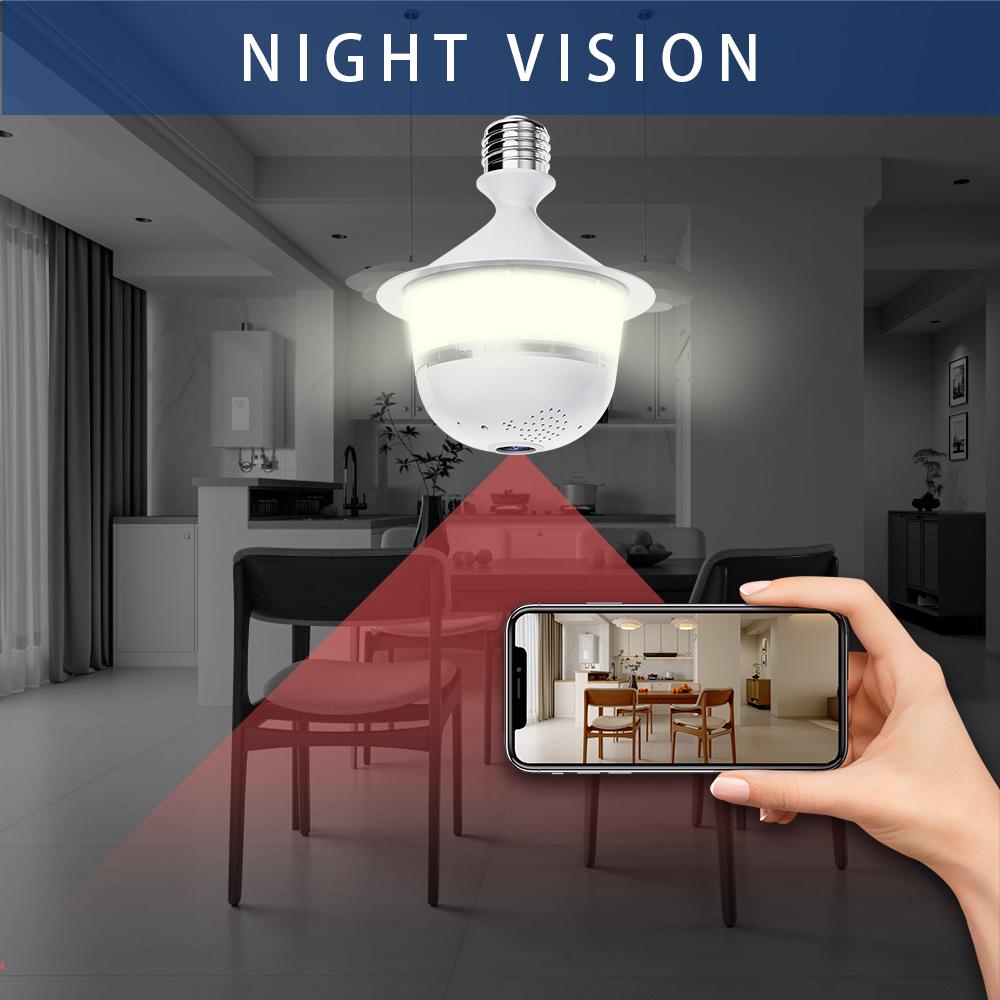 V380pro Wireless 360° Fisheye Panoramic Bulb Camera with E27 Base