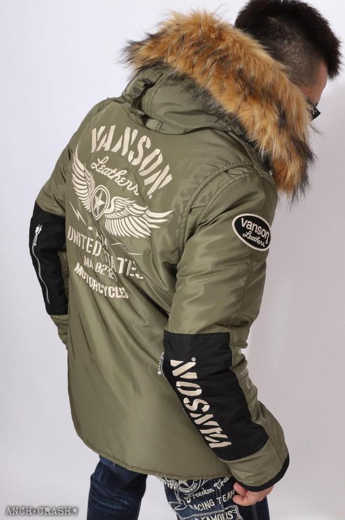 Jacket Wing Star Embroidery Sage Green XL [Vanson] Mid-length N3-B NVJK-2403