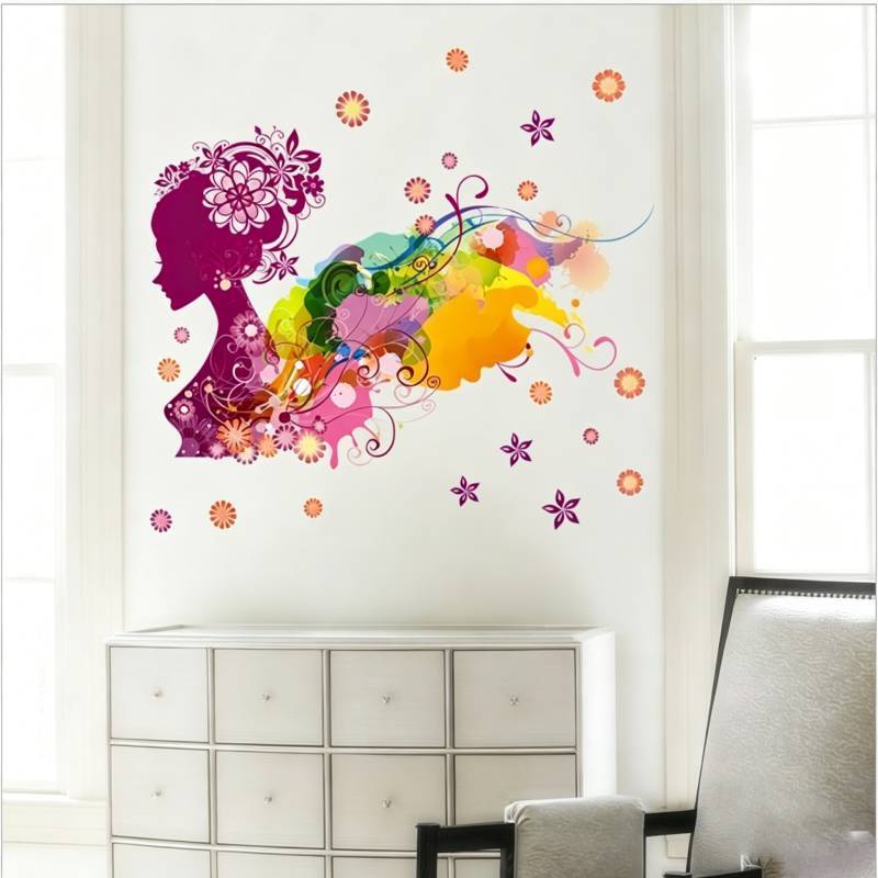 Girl Flower Pink Wall Decal For Home Interior Stylish And Sophisticated