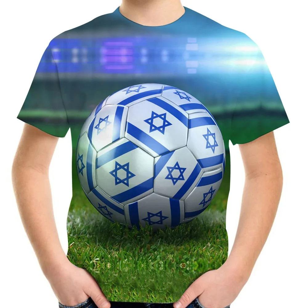 Boys T-shirt 3D printed football pattern Fashionable and trendy printed short sleeves Round neck casual top