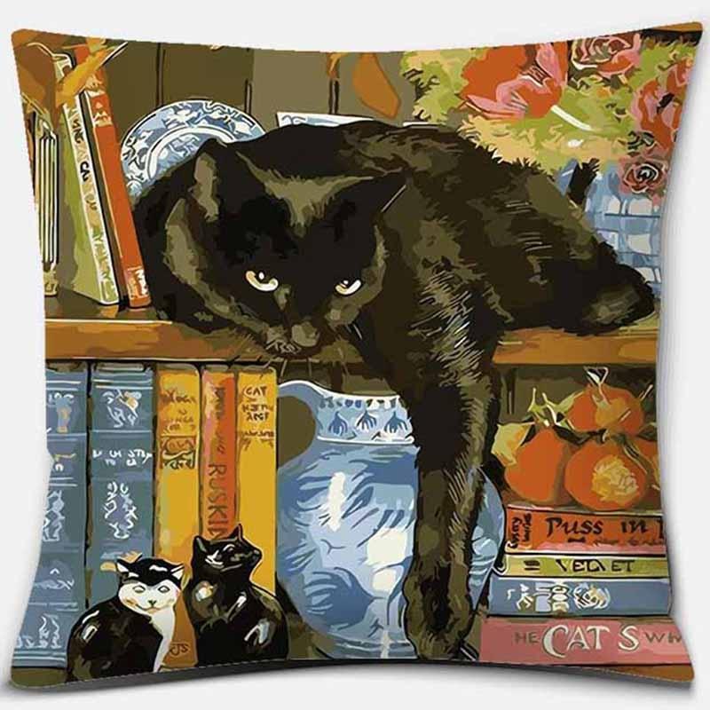 

Модная квадратная наволочка с благородным принтом кота, домашний декор, автомобильный диван, наволочка 60x60cm