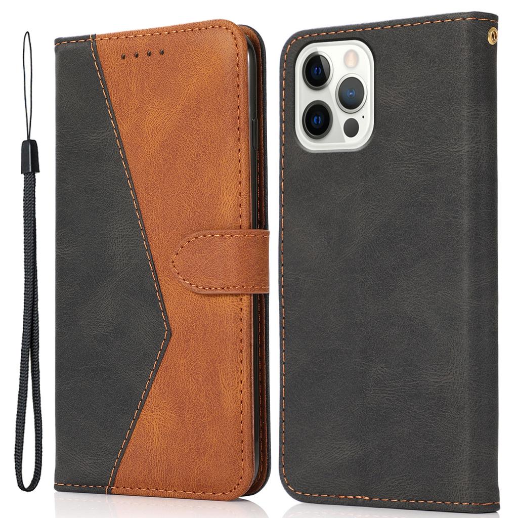 For iPhone 16 Pro Wallet Case Splicing Color Leather Phone Cover Credit Card Holder
